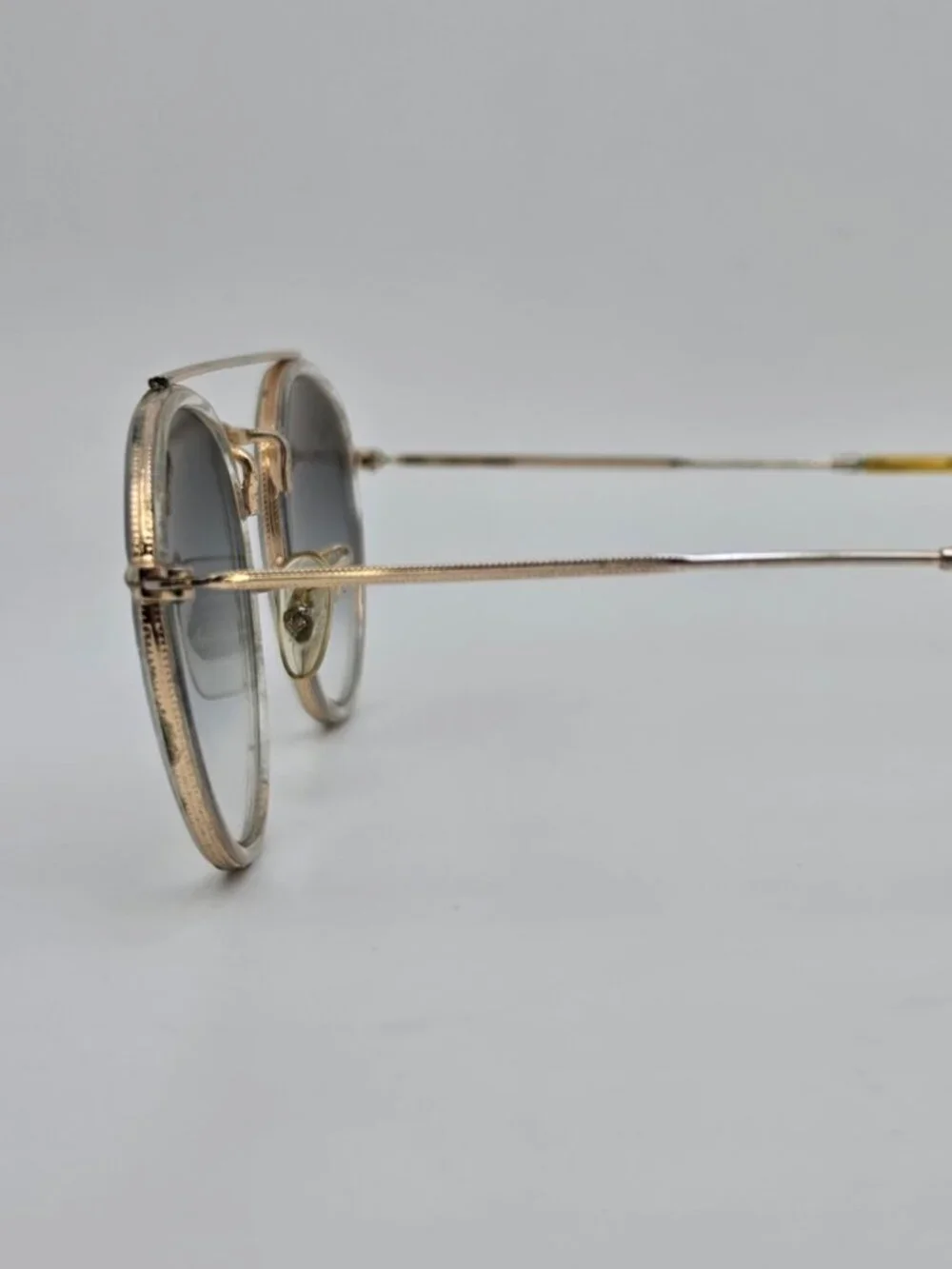 Ray-Ban RB3647N Round Double Bridge Gold Frame Blue Lens Aviator Sunglasses 51mm